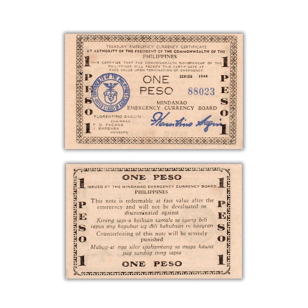 Philippines 1944 1P Mindanao Emergency Currency Board Pick S523a