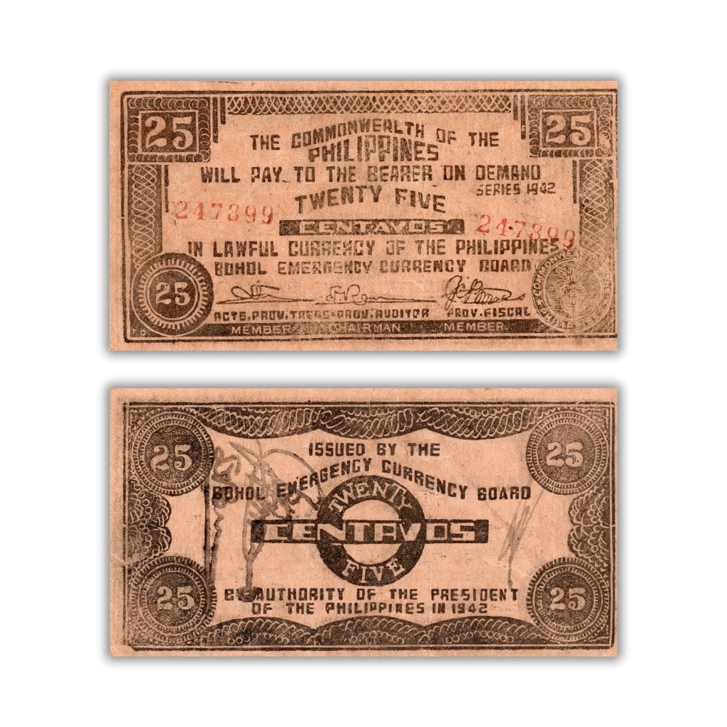 Philippines 1942 25C Bohol Emergency Currency Board Pick S133