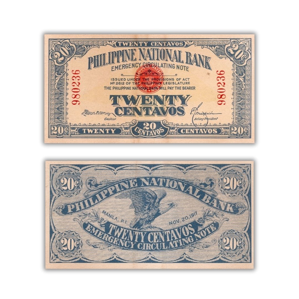 Philippines 1917 20C Emergency Circulating Note during WWI Pick 40