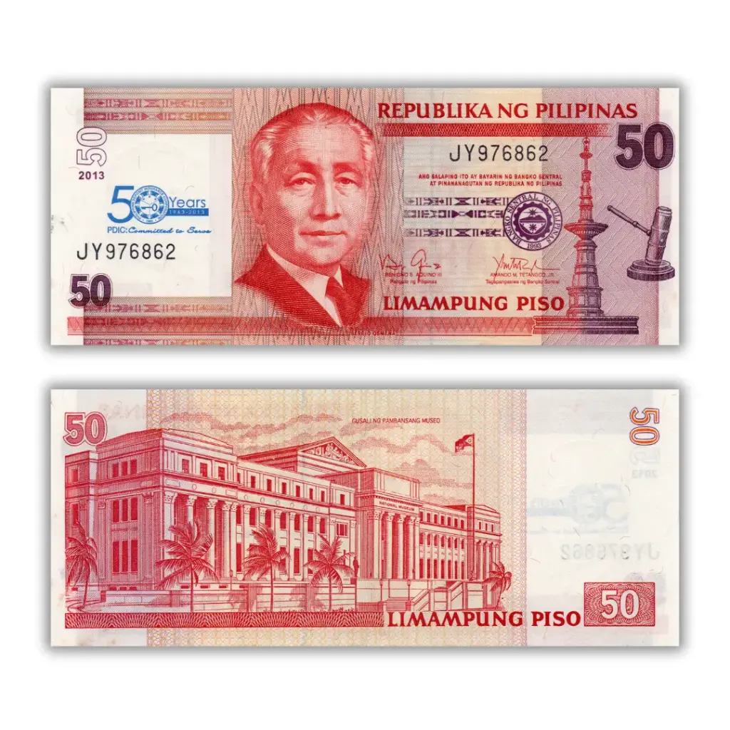 Philippines 2013 50P 50 Years Philippines Deposit Insurance Corporation (PDIC) Pick 217