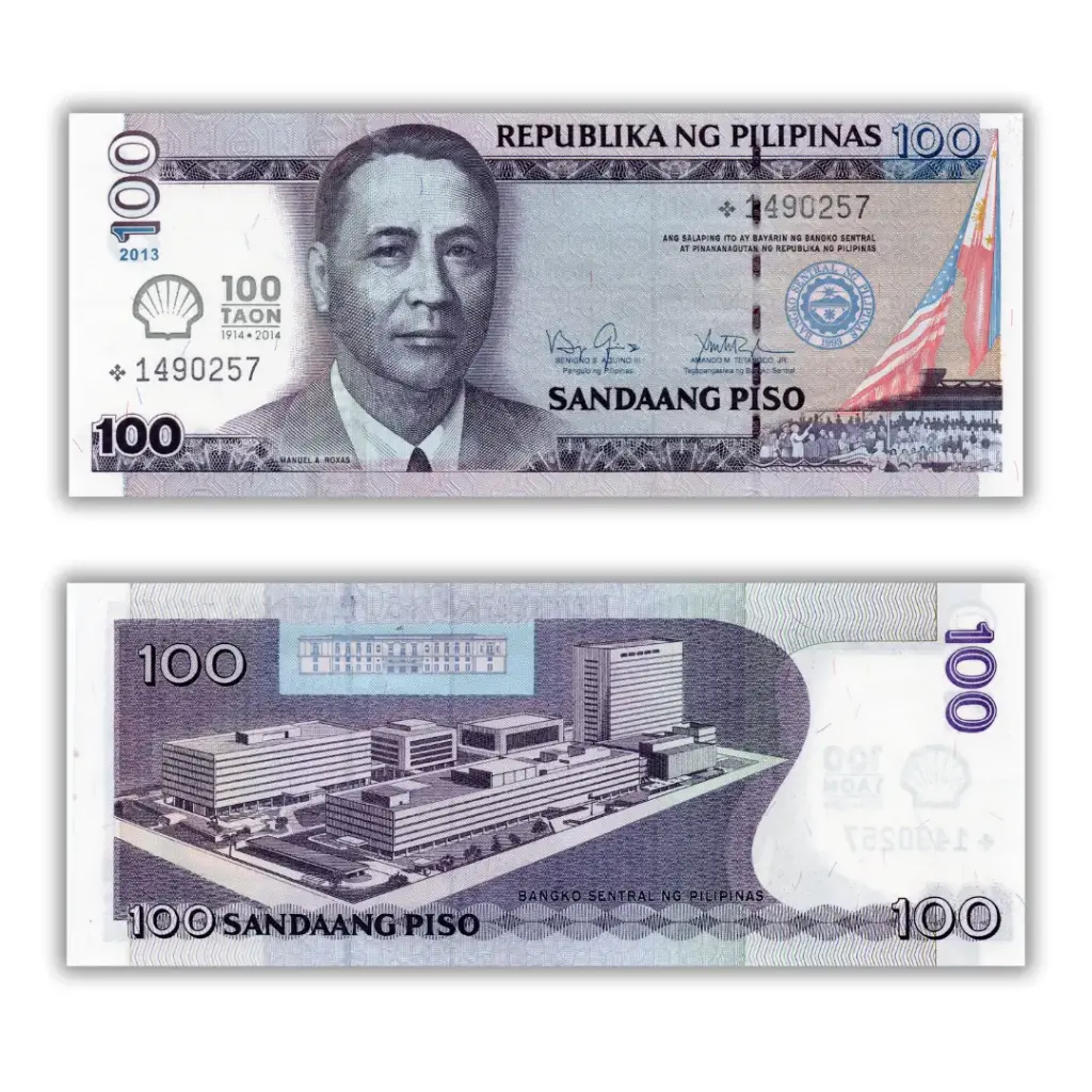 Philippines 2013 100P Aquino-Tetangco 100 Years Shell Oil commemorative overprint Pick 219