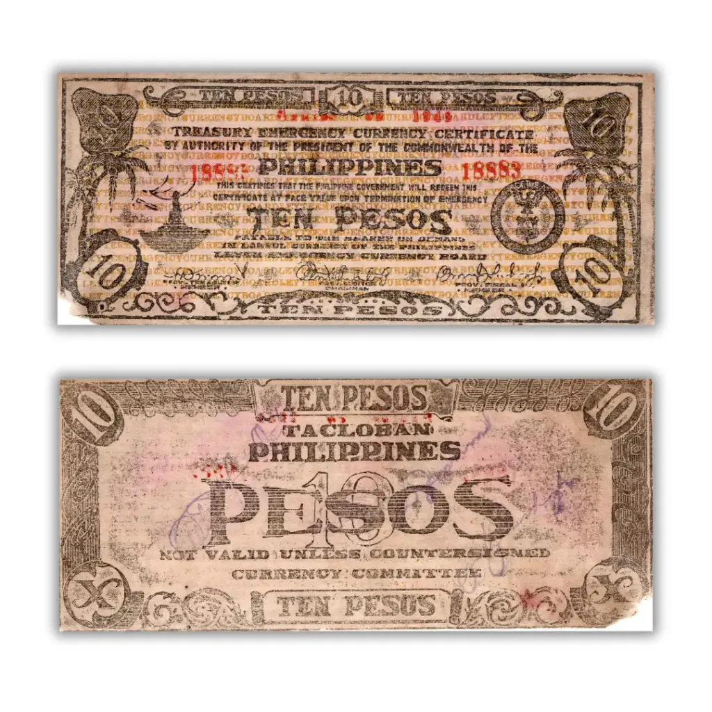 Philippines 1942 10P Leyte Emergency Currency Board Pick S395c