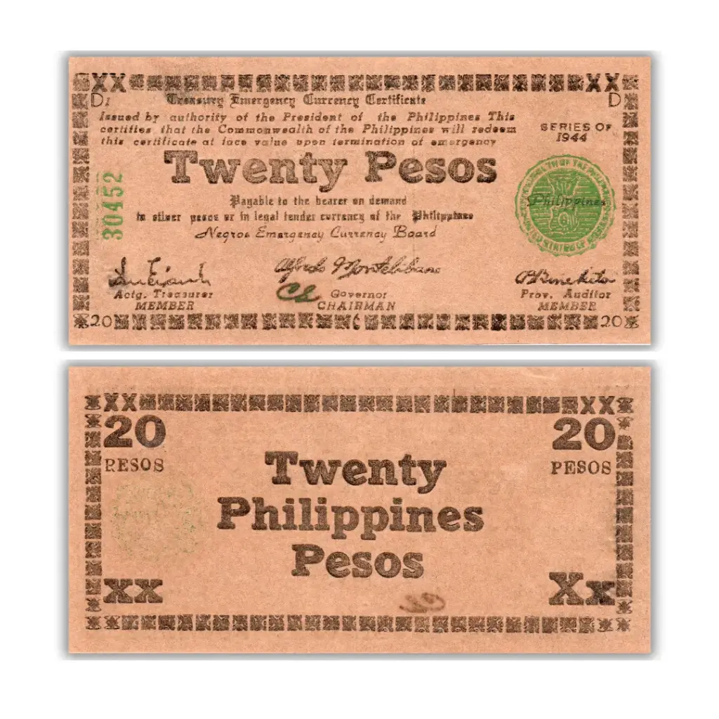 *Philippines 1944 20P Negros Emergency Currency Board Pick S680a