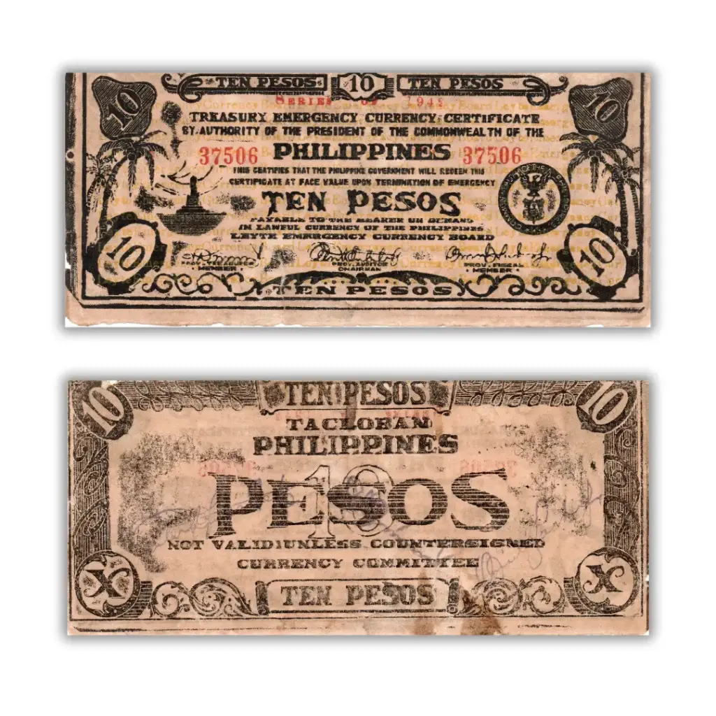 Philippines 1942 10P Leyte Emergency Currency Board Pick S395a
