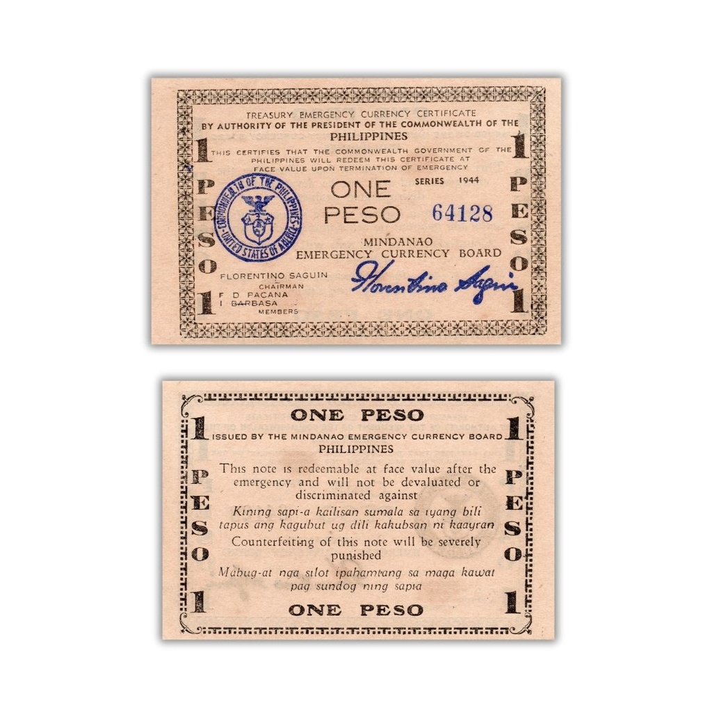 Philippines 1944 1P Mindanao emergency Currency board Pick S523a