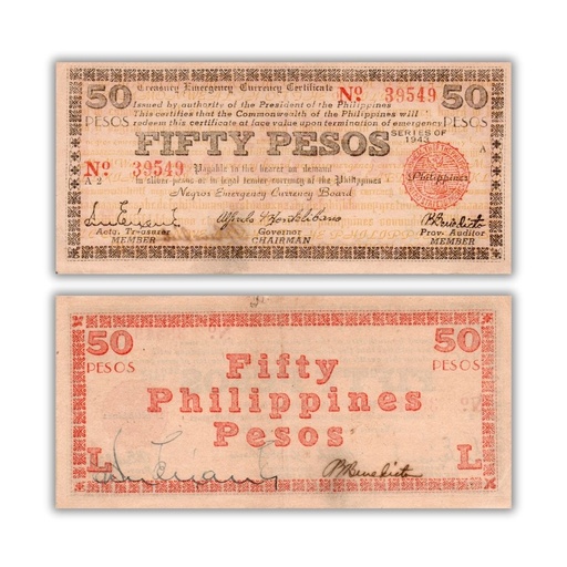 Philippines 1943 50P Negros Emergency Currency Board Pick S665