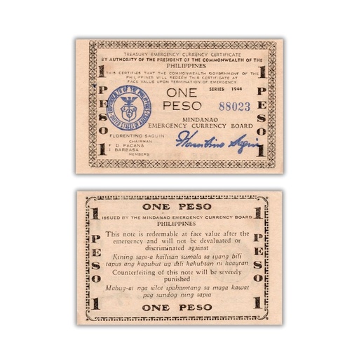 Philippines 1944 1P Mindanao Emergency Currency Board Pick S523a