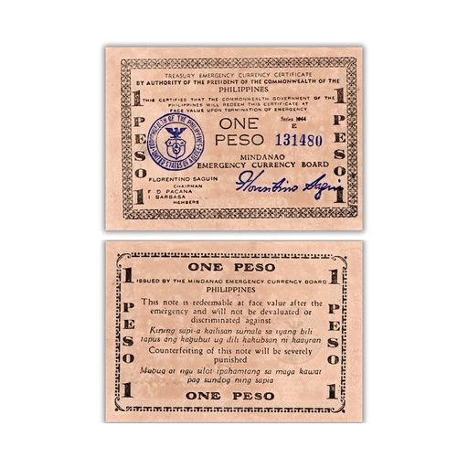 Philippines 1944 1P Mindanao Emergency Currency Board Pick S515
