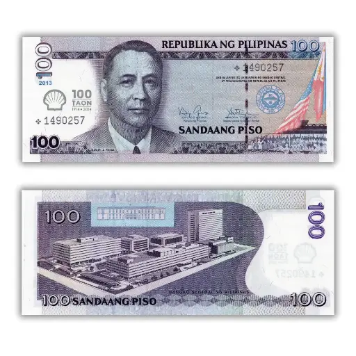 Philippines 2013 100P Aquino-Tetangco 100 Years Shell Oil commemorative overprint Pick 219