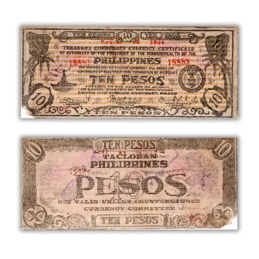 Philippines 1942 10P Leyte Emergency Currency Board Pick S395c