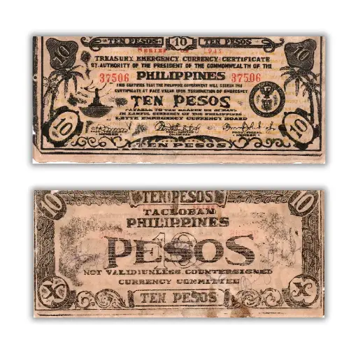 Philippines 1942 10P Leyte Emergency Currency Board Pick S395a