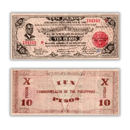 Philippines 1942 10P Negros Occidental Provincial Currency Pick S649c