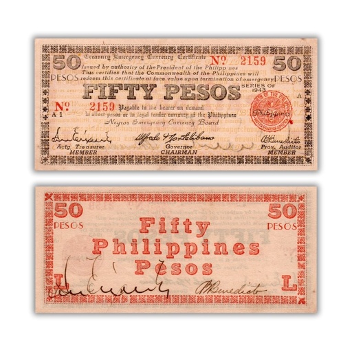 Philippines 1943 50P Negros Emergency Currency Board Pick S665