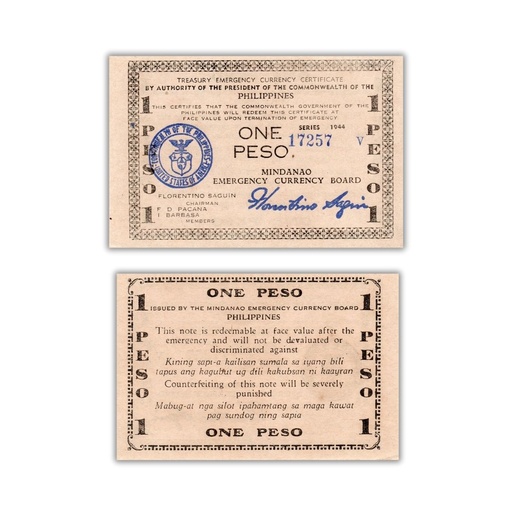 Philippines 1944 1P Mindanao Emergency Currency Board Pick S523b