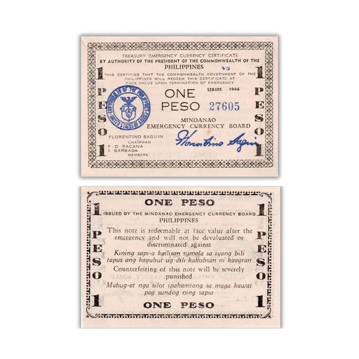 Philippines 1944 1P Mindanao Emergency Currency Board Pick S523d